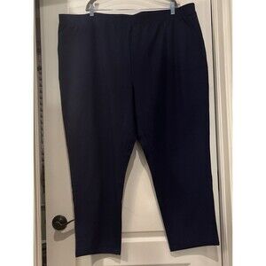 Denim & Co Women's Navy Casual Pull On Hi Rise Pants Pockets Cotton Size 3X